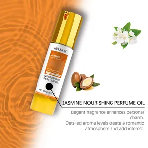 Detail of jasmine nourishing perfume oil with argan oil and sunflower oil ingredients