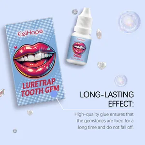 Primer plano del pegamento y kit de gemas dentales EelHope 10ml para decoración DIY