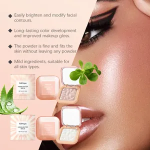 Shimmering facial highlighter balm palette for contouring and brightening skin glow.