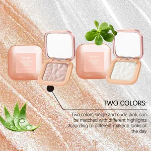Detailed view of EELHOPE highlighter balm in nude pink and beige shades with shimmer texture