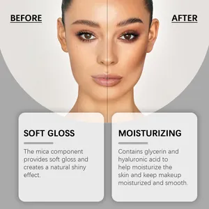 Voor en na vergelijking van contouring make-up stick voor een hydraterende glanzende finish.