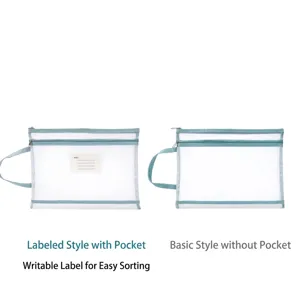 A4 nylon mesh file bags with double layers and zipper closure for school or office