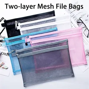 Transparent Nylon Mesh Document Bag Double Layer A4 A5 A6 Student Examination Paper Storage Pouch Office Supplies Data Organizer