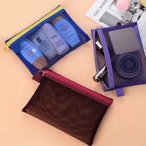 Durable and multifunctional large capacity mesh storage pouches for travel and makeup
