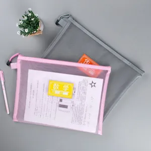 Durable transparent nylon mesh zipper bags for A4 and A5 school document organization
