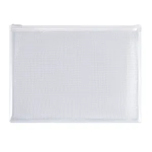 Transparent A4 PVC mesh document bag with zipper for school and office storage