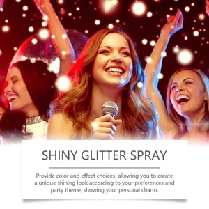 Shiny glitter spray for body and hair highlight in festive party atmosphere scene