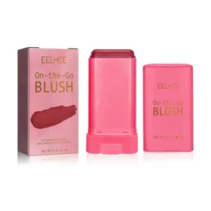 Vista detallada del stick de colorete multifuncional EELHOE para ojos, labios y mejillas rosa