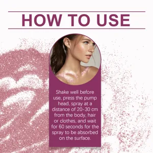 Guida alle istruzioni per l'applicazione dello spray glitter rosa per corpo e capelli
