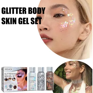 Glitter Body Skin Gel Laser Holographic Face Hair Makeup Sequin Sparkling Paste For Party Festival Stage Performance