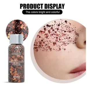 Close-up of EELHOE glitter body gel applied to cheek for stage makeup