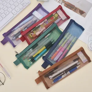 Bunte minimalistische transparente Nylon-Netzfedermäppchen mit praktischem Reißverschluss