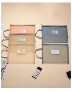 Buntes Set aus A4-Nylon-Netztaschen mit Reißverschluss zur Schulfachorganisation
