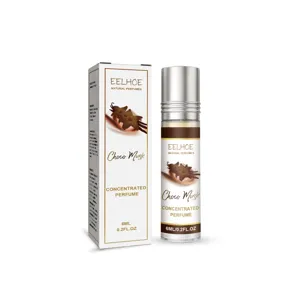 Nahaufnahme-Detail von EELHOE Choco Musk 6ml konzentriertem Roll-on-Parfüm und Box