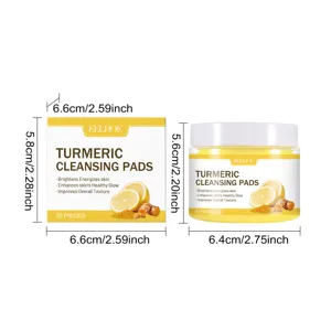 Product dimensions and sizes for EELHOE Turmeric Cleansing Pads 55 pieces set.