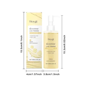 Dimension guide for Hoygi Glycerine LHA Toning Cleansing Oil 100ml bottle and box packaging