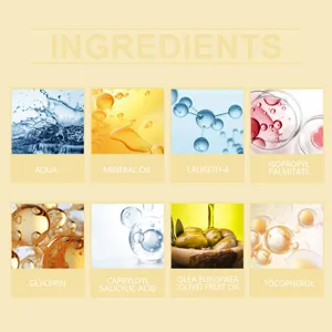 Detailed ingredient list for HOYGI cleansing oil including olive oil and Vitamin E.