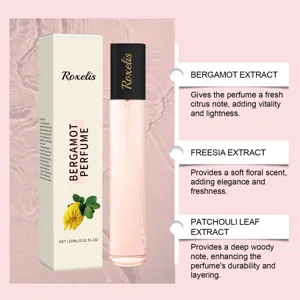 Detailed view of Roxelis Bergamot Perfume ingredients like Freesia and Patchouli extracts