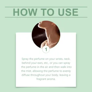 Detailed usage guide showing how to spray refreshing sage sea salt perfume on neck
