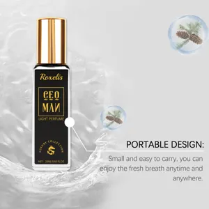 Portable 20ml Roxelis CEO MAN light perfume with fresh scent and water splash detail