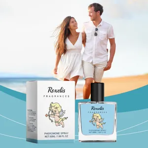 Roxelis Ange Cupidon Phéromone Eau de Cologne Spray Pour Hommes Longue Durée 50ml Bergamote Ambre Parfum Flacon en Verre Cadeau