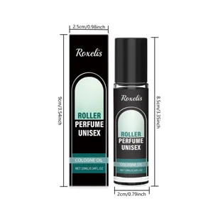 Detailed dimensions of 10ml unisex cologne oil roller perfume and box packaging
