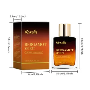 Λεπτομερείς διαστάσεις για το άρωμα Roxelis Bergamot Spirit 50ml και το κουτί του
