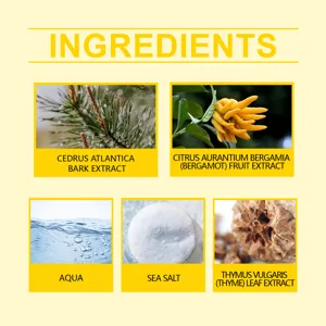 Elenco di ingredienti naturali per profumo di lusso con estratti di cedro e bergamotto