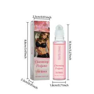 Detailed dimensions of North Moon 10ml rose rollerball perfume and packaging