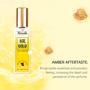Dettaglio del profumo leggero Roxelis ACE GOLD con note di ambra