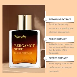 Λεπτομερής άποψη του αρώματος Roxelis Bergamot Spirit με νότες κεχριμπαριού και πιπεριού.