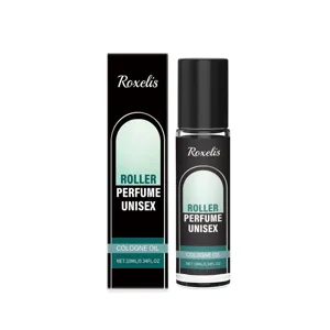 10ml unisex roller perfume cologne oil set in minimalist black and green packaging box