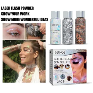 Professional EELHOE glitter body skin gel set for creative makeup and stage hair highlights