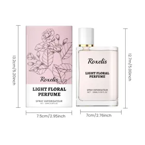 Dimensions détaillées du parfum floral 100ml et de son emballage élégant rose
