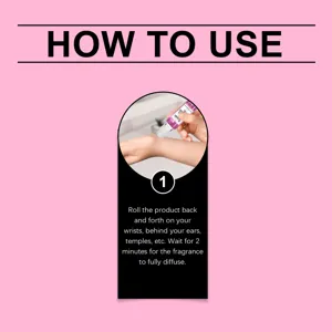 Detailed instruction guide for applying Desert Rose perfume roller on wrists and neck