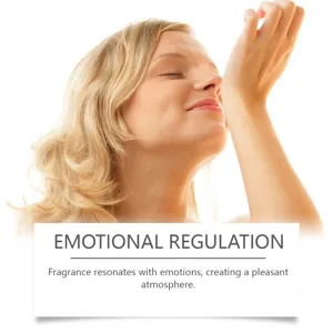 Blonde woman smelling her wrist, illustrating emotional regulation of perfume