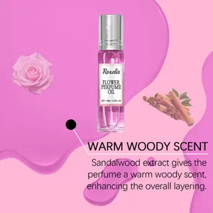 Warm woody perfume oil with sandalwood extract and floral rose scent 10ml essence