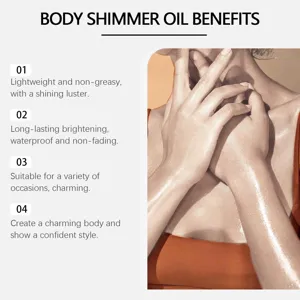 Close-up showing shimmering body oil on skin for a radiant glow and smooth texture