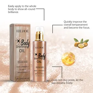 Detailed view of EELHOE Bronze Gold Body Shimmer Oil for radiant and glowing skin effects.