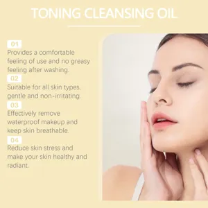 Detailed view of gentle toning cleansing oil features for glowing and healthy skin