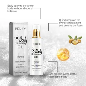 EELHOE Silver Body Shimmer Oil for face and body glow with a non-greasy finish