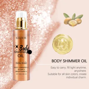 Detailed view of EELHOE Golden Brown Body Shimmer Oil for radiant and glowing skin