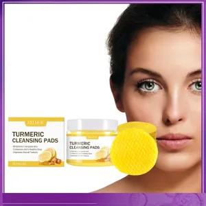 Turmeric Lemon Cleansing Pads Brightening Makeup Remover Gentle Facial Skin Care Pads For Women