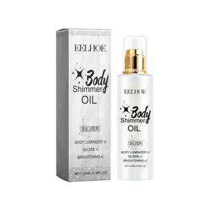 EELHOE silver body shimmer oil luminizer 100ml with retail box for radiant skin glow