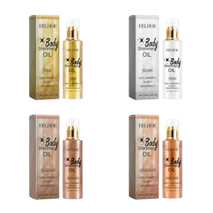 EELHOE body shimmer oil set in four shades gold silver bronze gold and golden brown