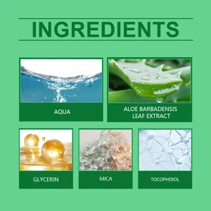 Detailed view of natural ingredients including aloe and glycerin for shimmer spray