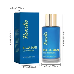 Men's light perfume 50ml blue bottle fragrance spray elegant scent for daily dating wear
