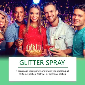 Dazzling glitter spray creates a sparkling effect for festive parties hair and body application