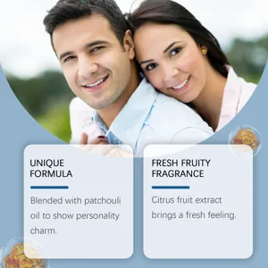Detail view of couples perfume featuring patchouli oil and citrus fruit notes for dating.
