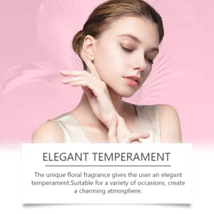 Elegante jasmijn parfum spray detailweergave met een model en frisse bloemige geur.